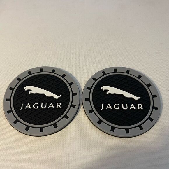 Jaguar car cup Coasters in black and gray. Set of 2 NWT - Picture 7 of 7